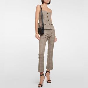 Veronica Beard Plaid Ankle Cropped Pants in Taupe and Black